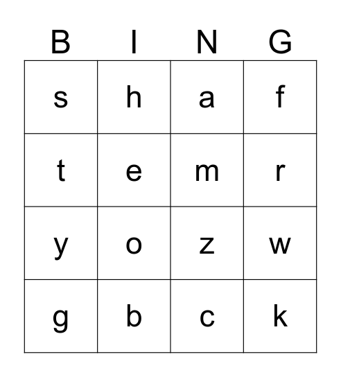 The Alphabet Bingo Card