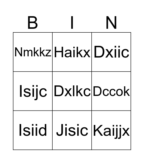 Try Bingo Card