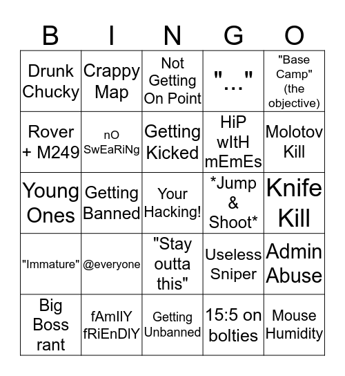 Oceania Insurgency Bingo Card