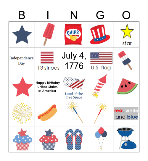 4th of July Bingo Card