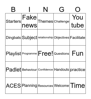 Student Tutoring Bingo Card
