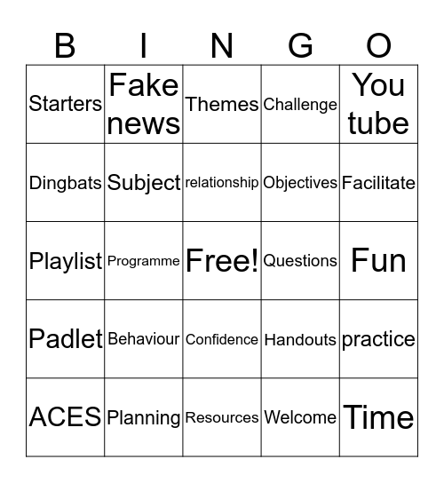 Student Tutoring Bingo Card
