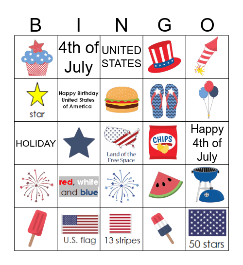 4th of July Bingo Card