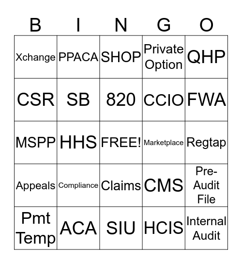 ACA BINGO Card