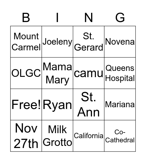 Blessings Baby Shower Bingo Card