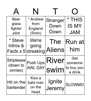 Dumbass Bingo Card