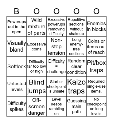 Boongo Bingo Card