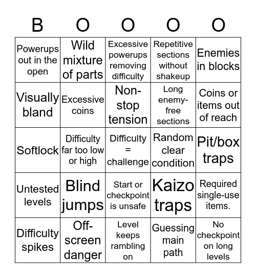 Boongo Bingo Card