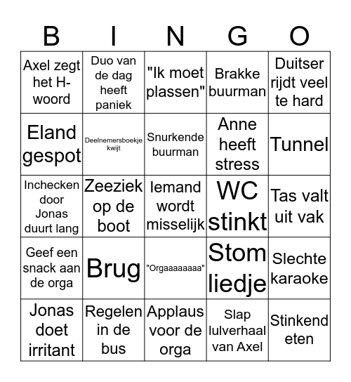 De amazeballse BUS-BING'VO der EuReCo'19 Bingo Card