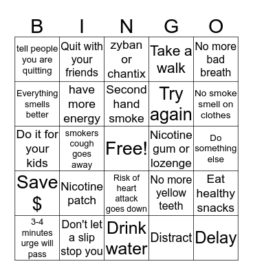 DHA Fresh Life Bingo Card