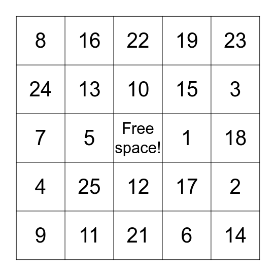 Bingo!  Bingo Card