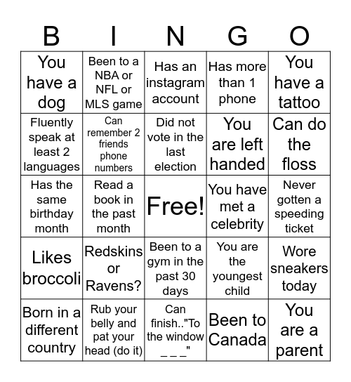 HUMAN BINGO Card