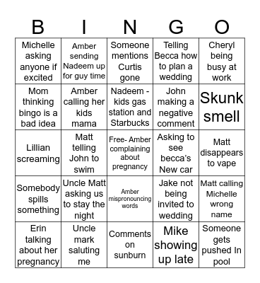Family BBQ Bingo  Bingo Card