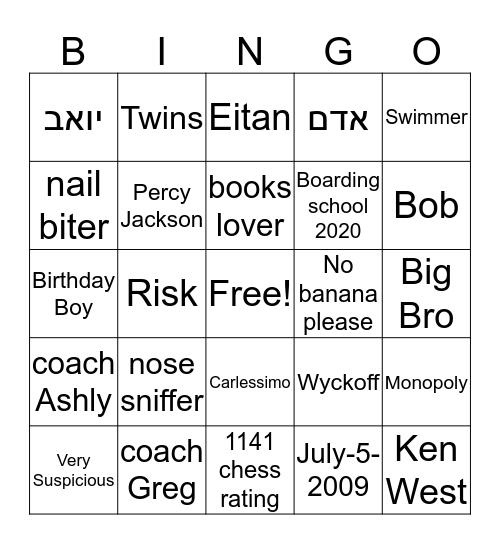 Untitled Bingo Card