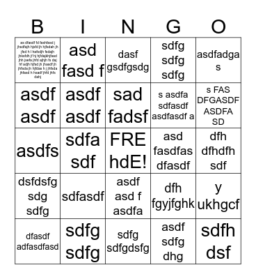 vocabulary Bingo Card