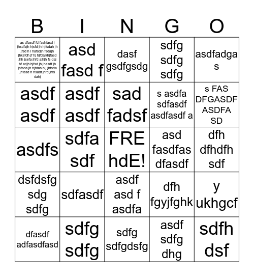 vocabulary Bingo Card