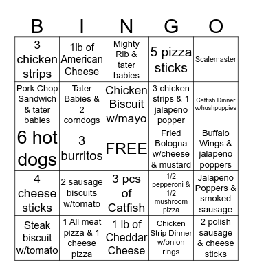 Deli Bingo Card