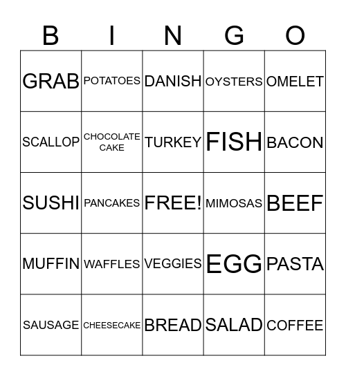 Yummy Bridal Shower Bingo Card