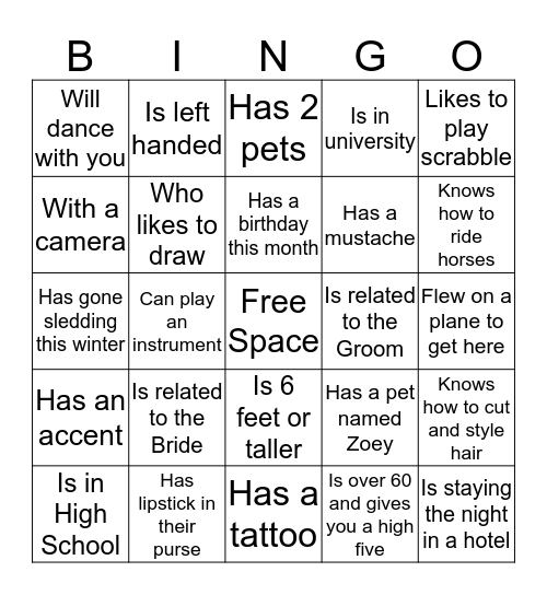 People Bingo- Find Someone Who... Bingo Card