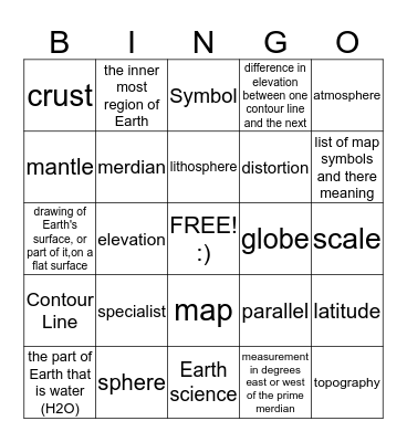 EARTH SCIENCE! chpt.1 Bingo Card