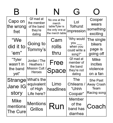 House of Harm Bingo Card