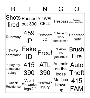 Dispatch 4th of July Bingo Card