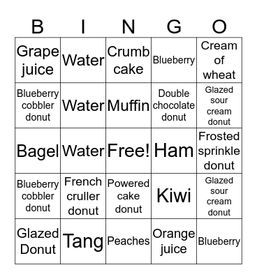 BREAKFAST BINGO Card