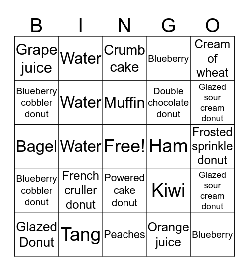 BREAKFAST BINGO Card