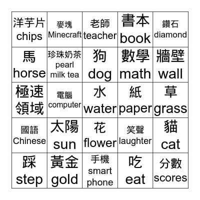 機密遊戲 Codenames Bingo Card