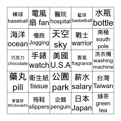 機密遊戲 Codenames Bingo Card