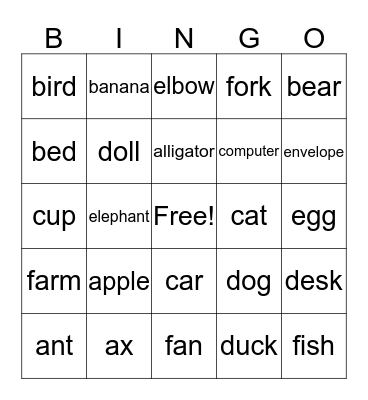 PHONICS 1 UNIT 1-2 Bingo Card