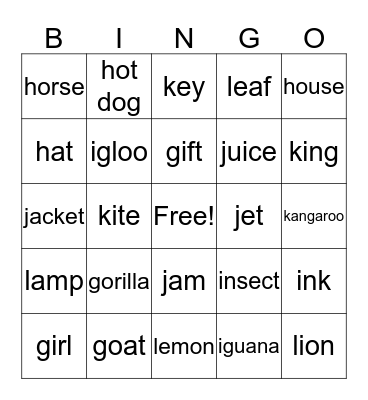 PHONICS 1 UNIT 3-4 Bingo Card