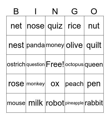 PHONICS 1 UNIT 5-6 Bingo Card