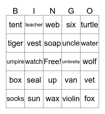 PHONICS 1 UNIT 7-8 Bingo Card