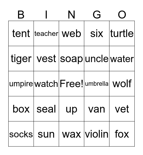 PHONICS 1 UNIT 7-8 Bingo Card