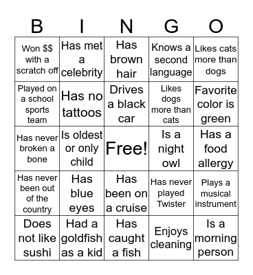 5T People Bingo Card