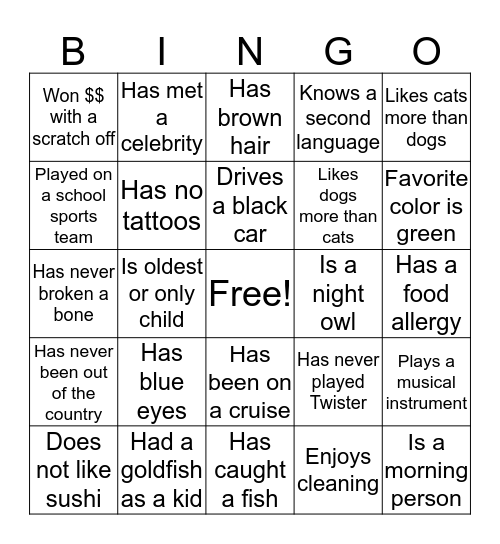 5T People Bingo Card