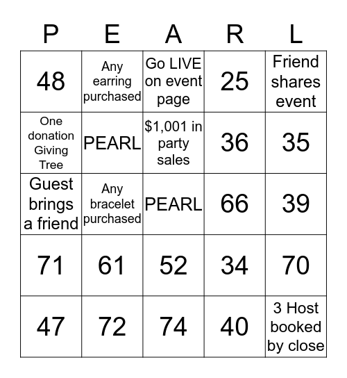 Pearl Bingo Card