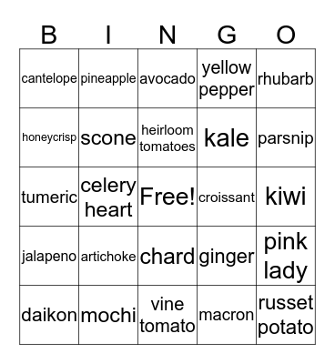 PLU BINGO! Bingo Card