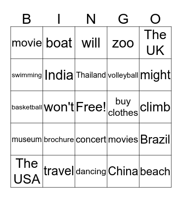 Let's Travel! Bingo Card