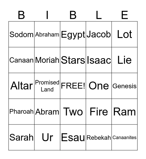 BIBLE BINGO Card