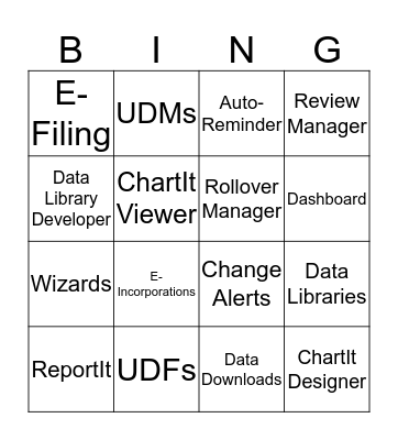 Diligent Entities Bingo Card