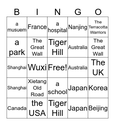 Have you been to... Bingo Card