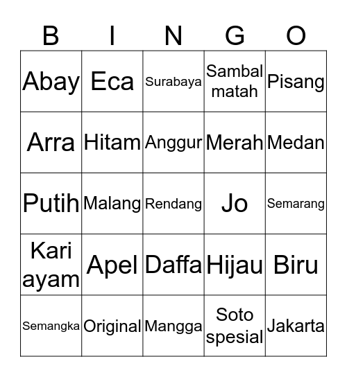 Abay Yahud Bingo Card