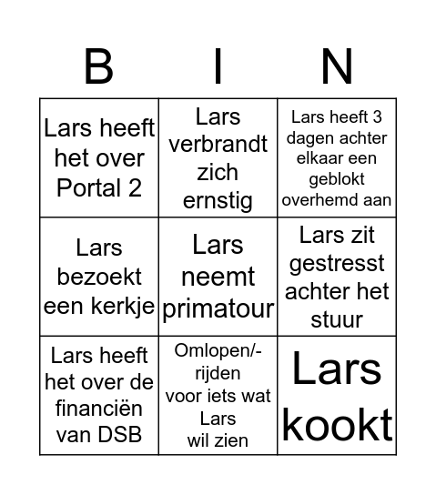 Lars bingo Card