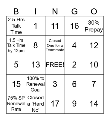 BULLPEN BINGO Card