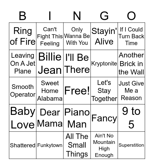 Music Bingo 9 Bingo Card