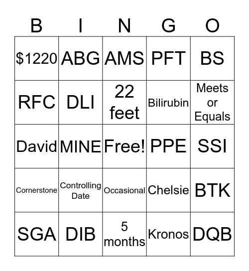 Team Leah Bingo Card