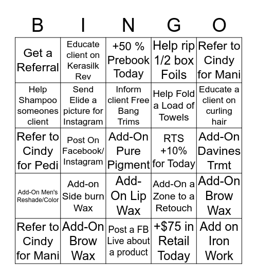 Add -On and Retail BINGO Card