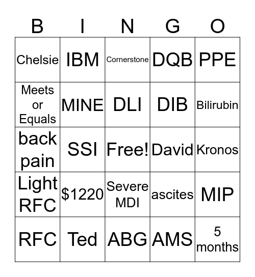 TEAM LEAH BINGO! Bingo Card